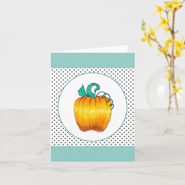 Carte de voeux Citrouille Polka Dot (Fleur jaune)