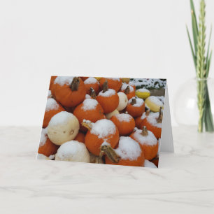 Carte de vœux citrouilles dans la neige