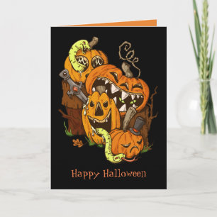 Carte de voeux Citrouilles et serpents Halloween