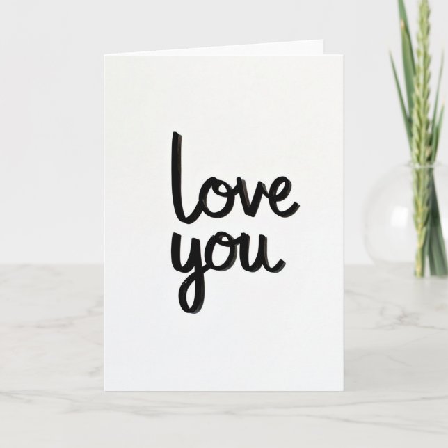 Carte de vœux classique blanc Love You Script (Devant)
