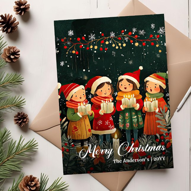 Carte de vœux classique de Noël vintage (Vintage Christmas Carols Classic Greeting Card)