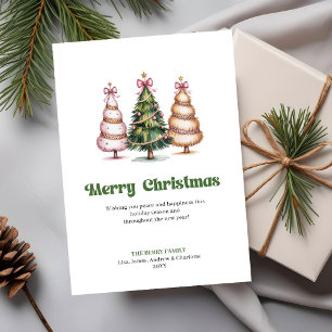 Carte de vœux classique Noël arbre léopard tons te