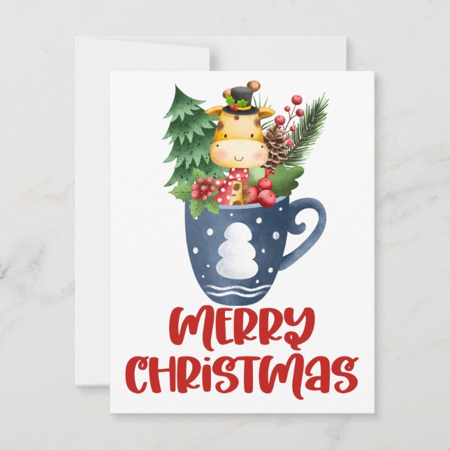 Carte de vœux clipart Noël dans une tasse (Devant)
