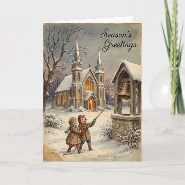 Carte de vœux cloches d'église de Noël (Devant)