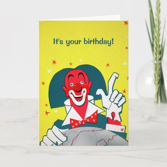 Carte de voeux Clown rouge personnalisable (Devant)
