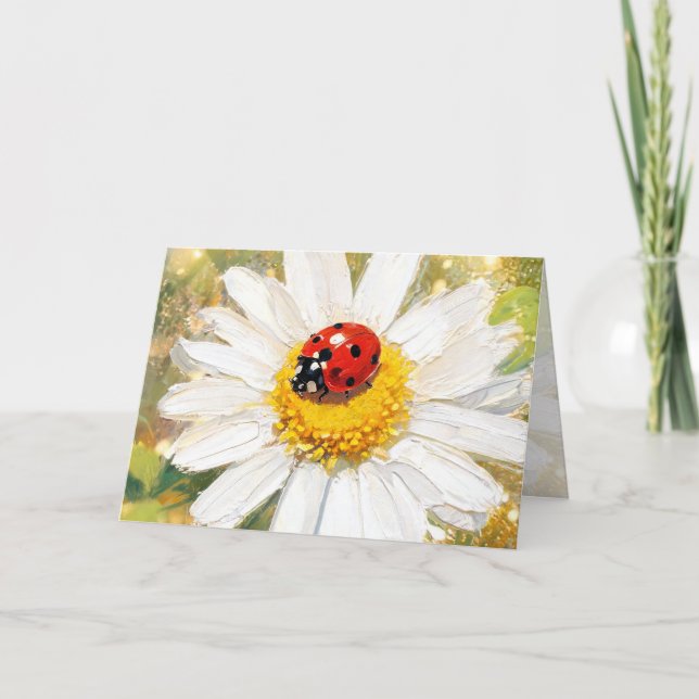 Carte de vœux "Coccinelle sur Marguerite" (Devant)