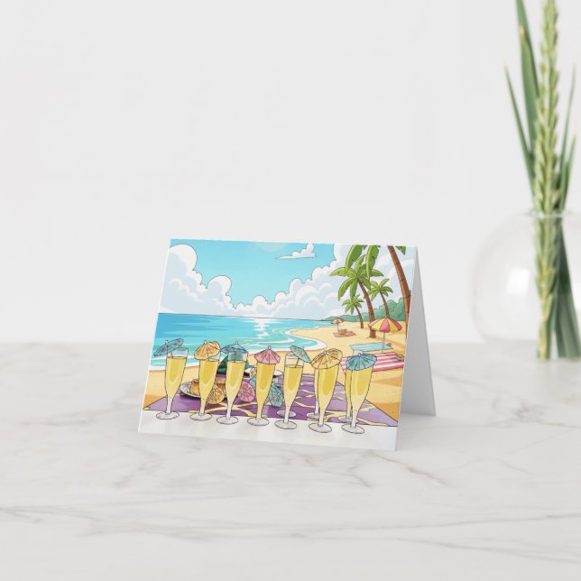 Carte de vœux cocktails sur la plage (Devant)
