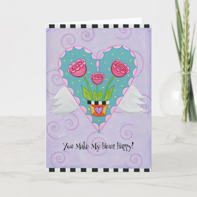 Carte de voeux Coeur ailé (pourpre) (Devant)