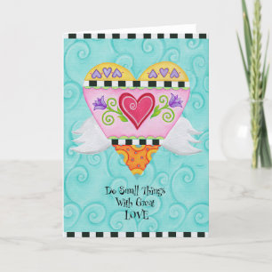 Carte de voeux Coeur ailé (Turquoise)