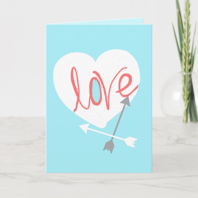 Carte de vœux Cœur Amour Corail Funky Flèches (Devant)