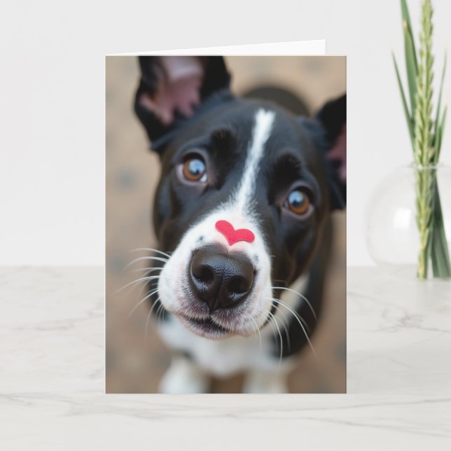 Carte de Vœux Cœur Amour de Chiots (Devant)