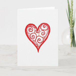 Carte de vœux cœur amour dessiné à la main