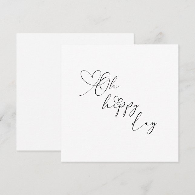 Carte de vœux cœur brodé Oh Happy Day (Devant / Derrière)