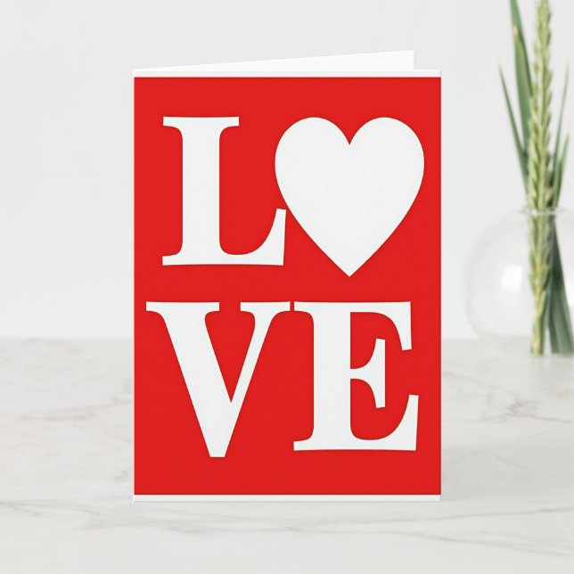Carte de vœux Cœur d'amour rouge (Devant)