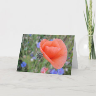 Carte de voeux Coeur de fleur de pavot, modifiable