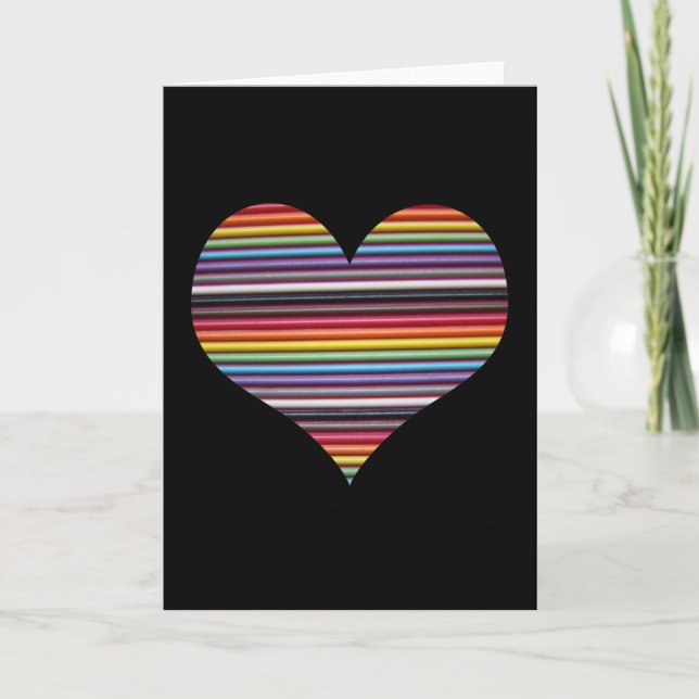 Carte de voeux Coeur Rainbow Ribbon (Devant)