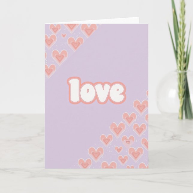 Carte de Vœux Cœurs Amour Mignons (Devant)