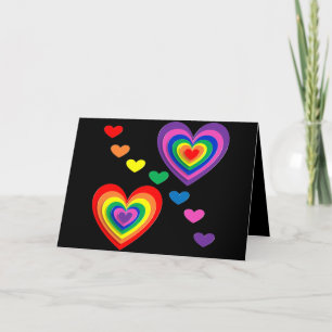 Carte de voeux Coeurs arc-en-ciel