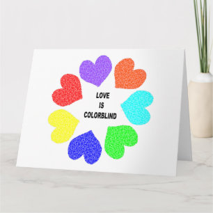 Carte de vœux Cœurs arc-en-ciel d'amour interracia