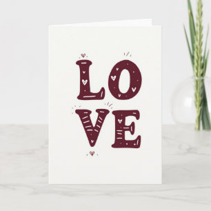 Carte de vœux cœurs gribouillés d'amour minimalist