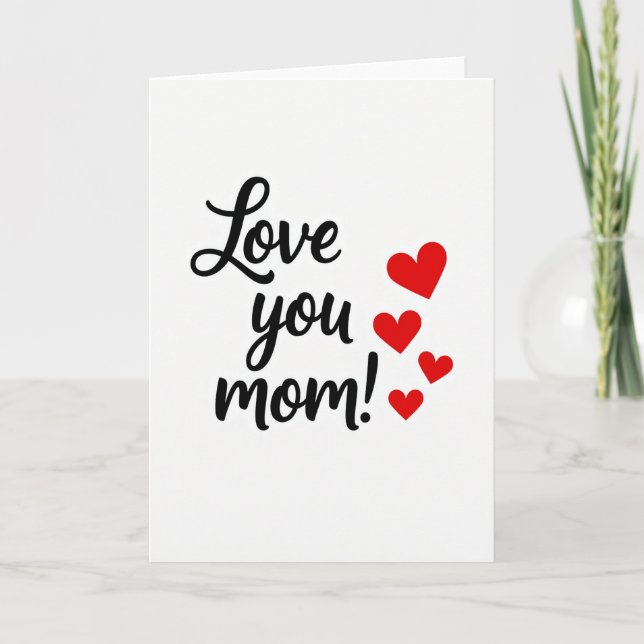 Carte de Vœux Cœurs Love You Maman (Devant)