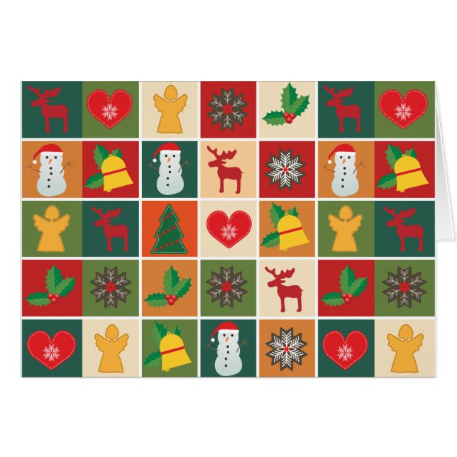 Carte de voeux Collage de Noël coloré (Devant horizontal)