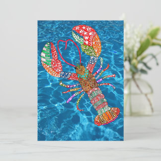 Carte de vœux colorée au homard du Maine