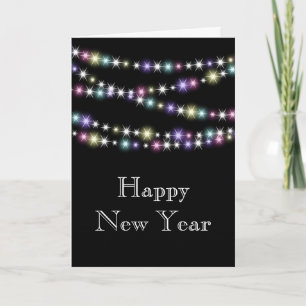 Carte de vœux Colorée avec Guirlandes Lumineuses p