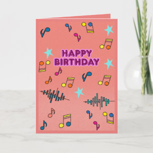 Carte de vœux colorée musicale pour anniversaire