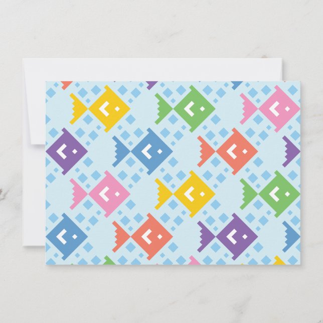 Carte de voeux colorée Ocean Fish Motif (Dos)