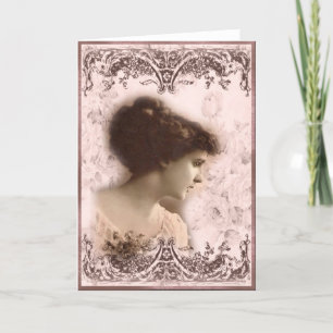 Carte de voeux, Conception Vintage fille