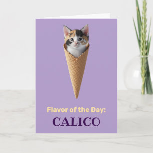 Carte de vœux cône de chat calicot mignon