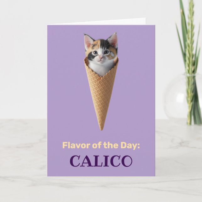 Carte de vœux cône de chat calicot mignon  (Devant)