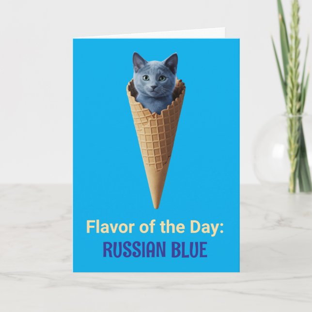 Carte de vœux cône de chat russe bleu mignon (Devant)