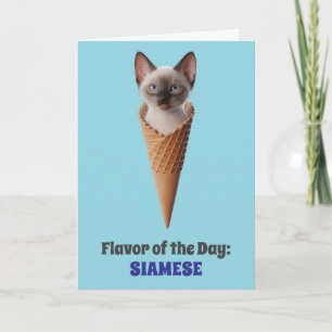 Carte de vœux cônique de chat siamois mignon