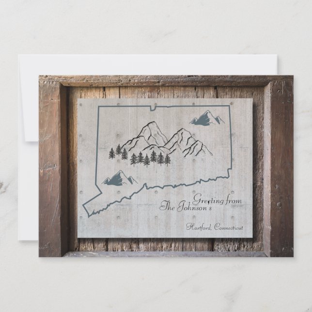 Carte de voeux Connecticut Rustic Wood Mountain (Devant)