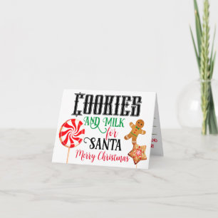 Carte de vœux Cookies et Lait pour le Père Noël