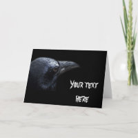 Carte de vœux Corbeau noir, Fond noir