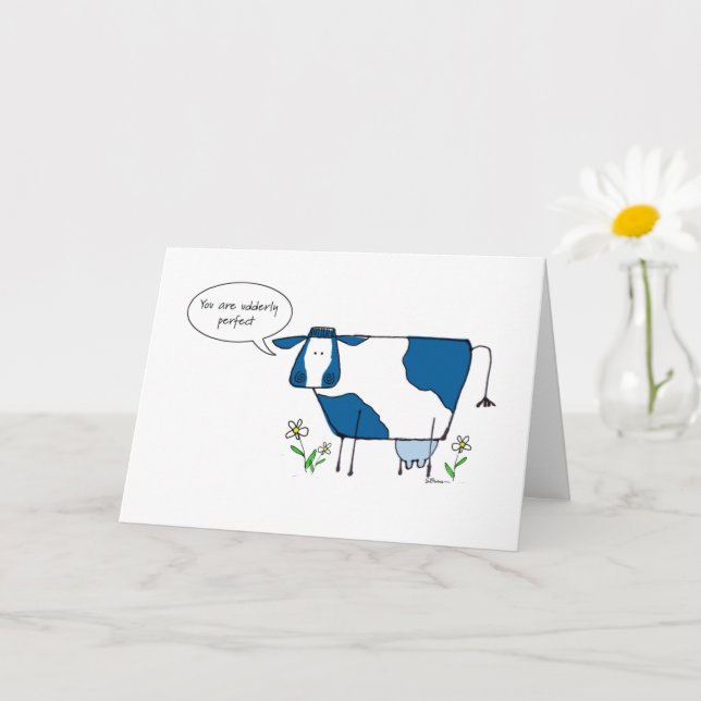 Carte de voeux Corinna Cow "Udderly Perfect" (Petite plante)