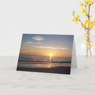Carte de vœux coucher de soleil sur la plage