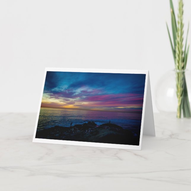 Carte de voeux - coucher du soleil d'aquarelle (Devant)