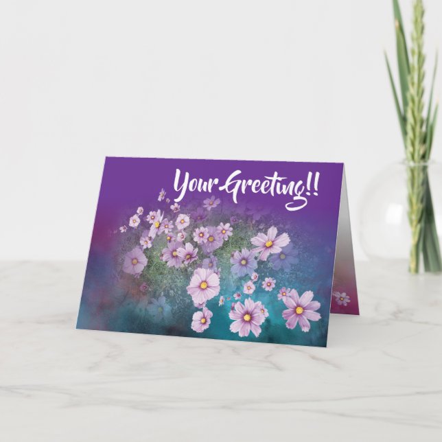 carte de vœux couleur cosmos fleur sauvage orchidé (Devant)