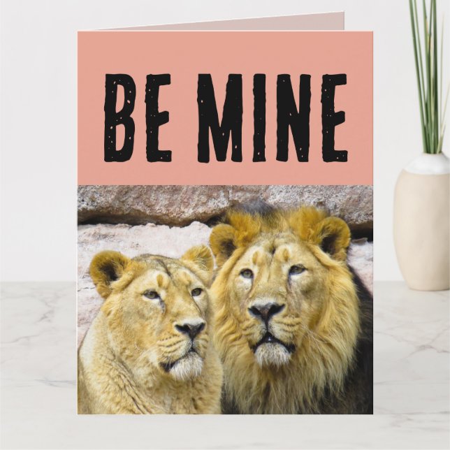 CARTE DE VOEUX COUPLE LION DE LA SAINT-VALENTIN (Devant)