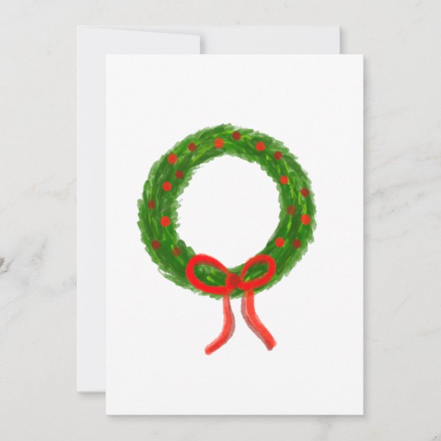 Carte de vœux Couronne Aquarelle Noël  (Devant)