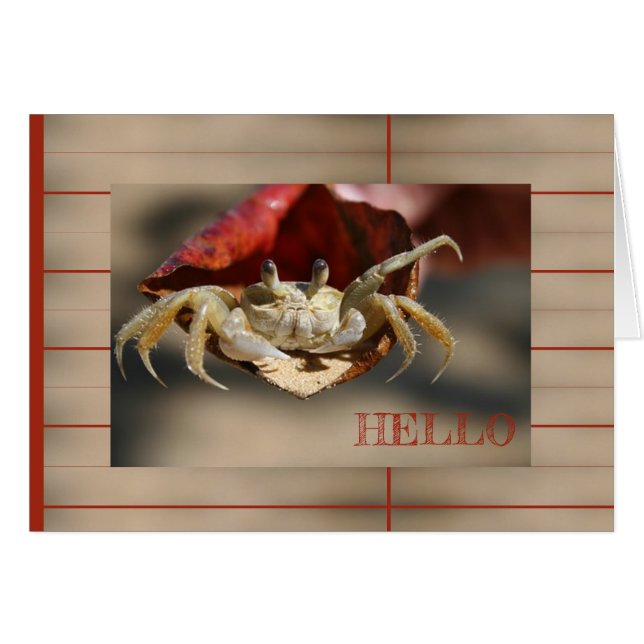 Carte de vœux Crabe dans une feuille rouge (Devant horizontal)
