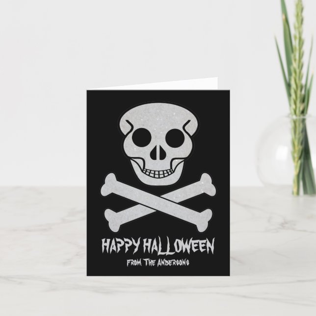 Carte de vœux Crâne et Os d'Halloween (Devant)