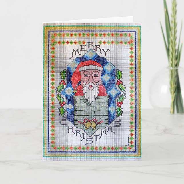 Carte de voeux croisée de regard de point de Noël (Devant)