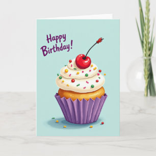 Carte de vœux Cupcake à pois