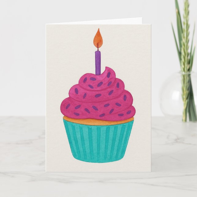 Carte de vœux Cupcake Aquarelle (Devant)