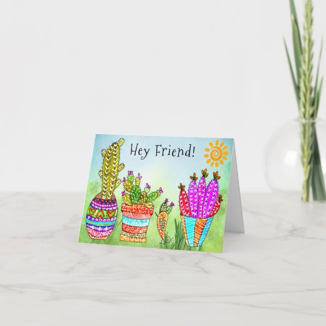 Carte de voeux Cute Watercolor Desert Cactus (Devant)